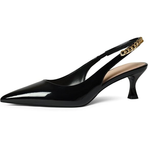 🆕Women Black Stiletto Heels Closed Pointed Toe 4 in Heels Patent Leather Pumps - Picture 4 of 9